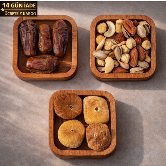 El Yapımı Ahşap Çerezlik | Minimal Sunum Tabağı 9x9 cm